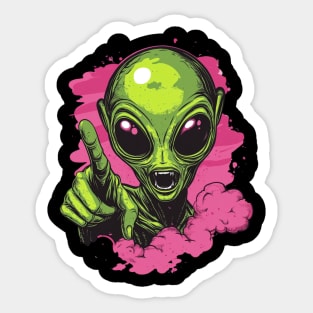 Cosmic Command: The Pointing Alien Sticker